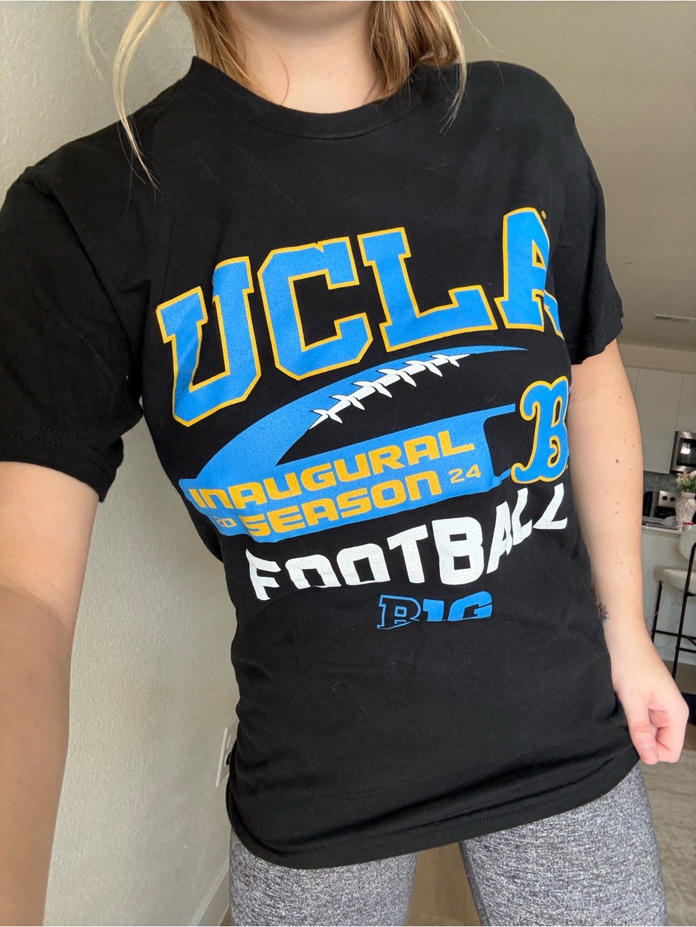 Blue 84 UCLA Black Short-Sleeve Football Tee with Blue & Gold Graphic